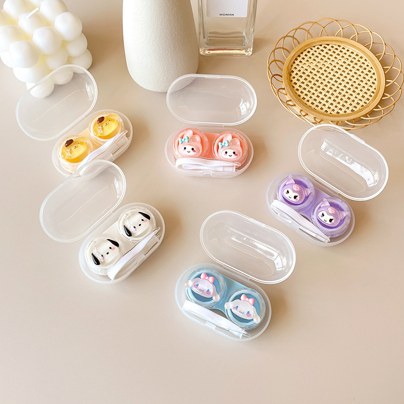Simple cute DIY contact lens case Mini small three-dimensional cartoon care box beauty contact lens couple box PP-X34 Simple cute DIY contact lens case Mini small three-dimensional cartoon care box beauty contact lens couple box PP-X34