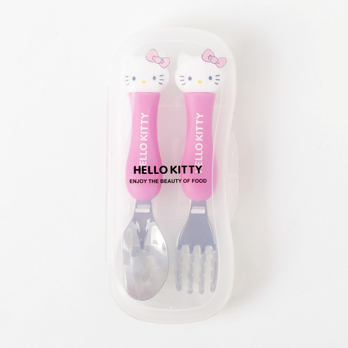 Stainless steel fork with modern minimalist child-friendly packaging, high-quality stainless steel knife and spoon set with cartoon design, two-piece household set