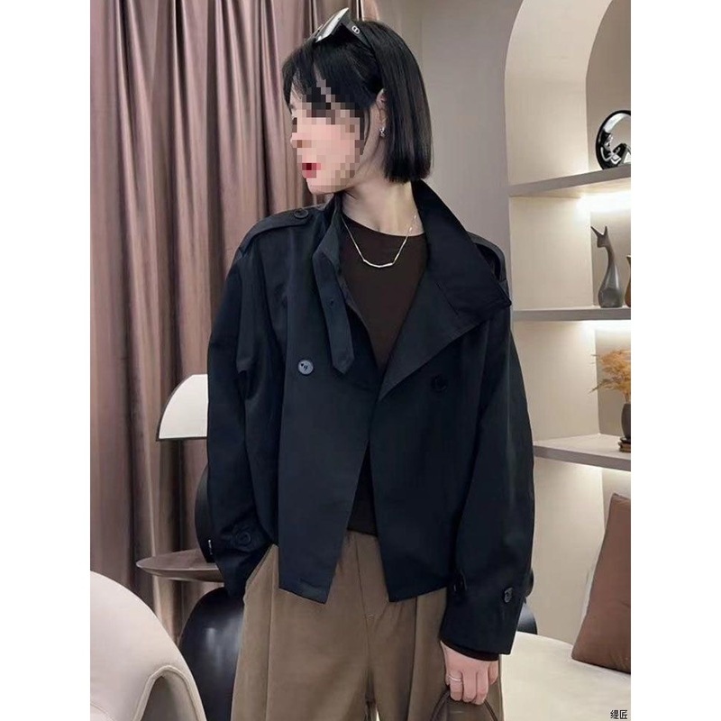 短款上衣2025年立领新款小个子宽松风衣外套女休闲秋季双排扣时尚|undefined