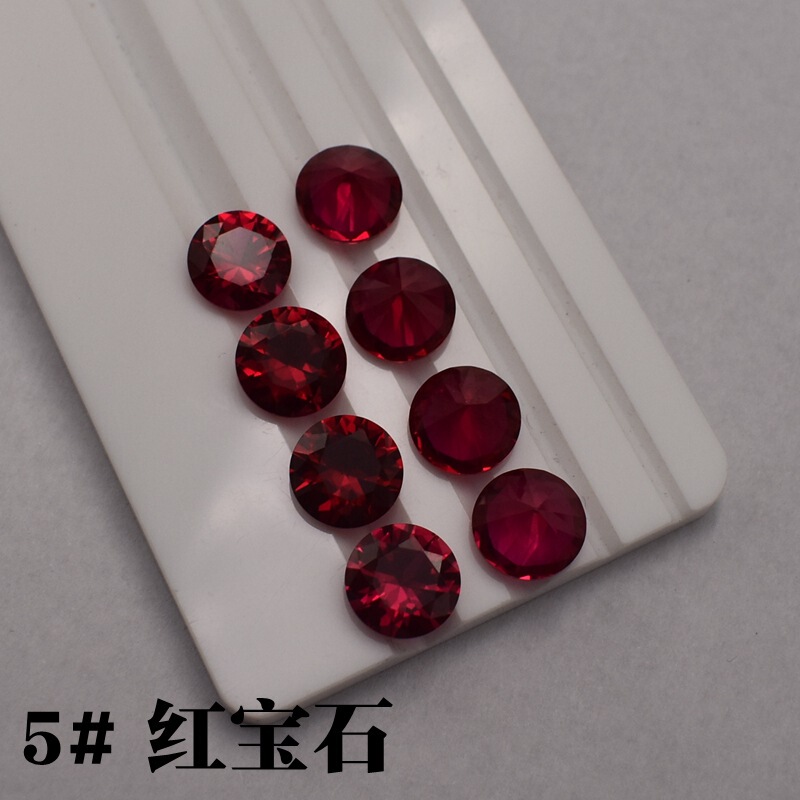 No.5 synthetic red corundum round RUBY RUBY bare stone round diamond Wuzhou RUBY red corundum pigeon blood red