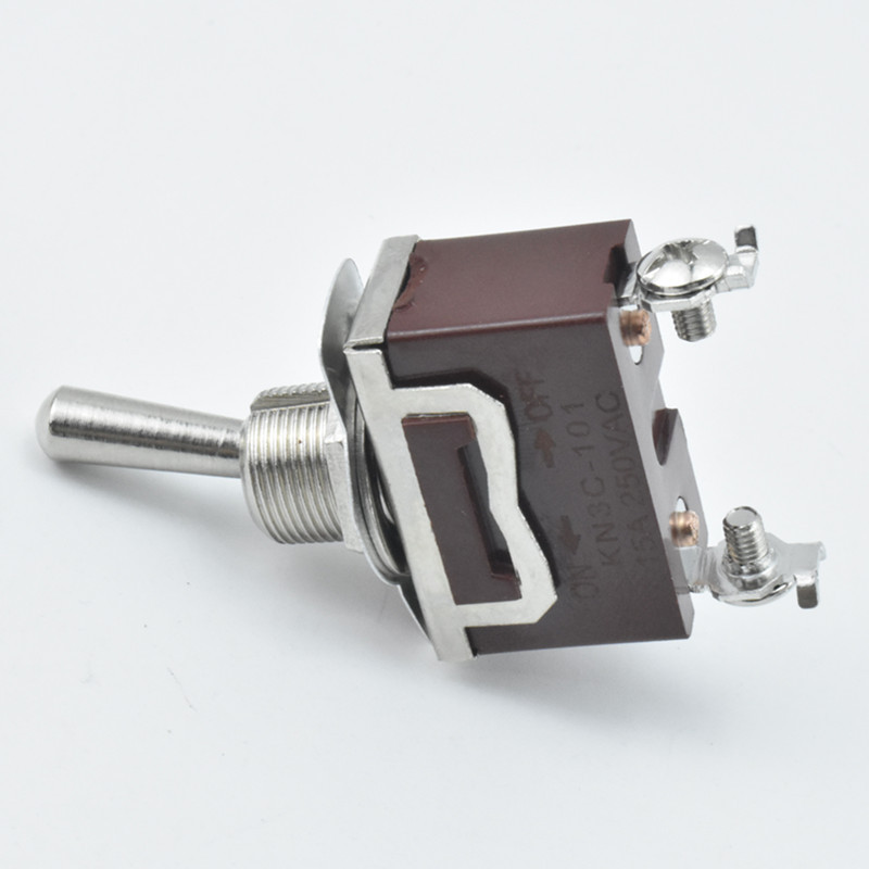 乐牛灰棕色纽子开关 KN3A-101螺丝脚 两脚两档 摇臂开关 ON-OFF