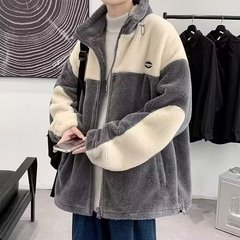 子羊の毛の上着の男の秋冬のごろつきの格好いいファッションの工装のジャケットの韓国版のゆったりしているベルベットの厚い上の服