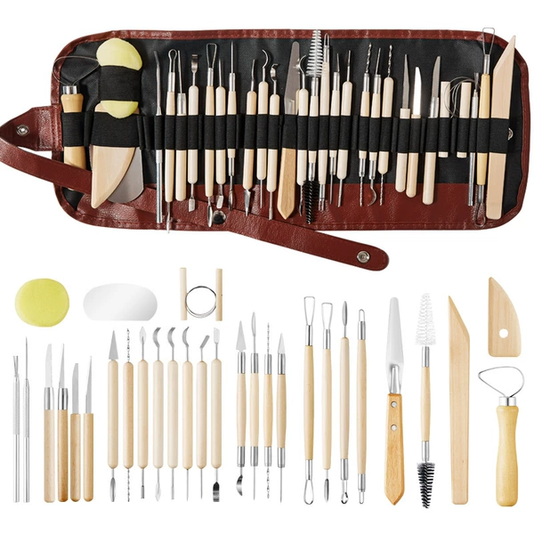 Clay, set, pencil, cloth bag, 31 pieces