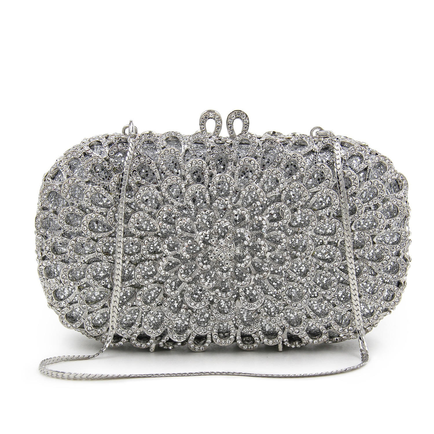 * BL087 AliExpress bolso de diamante de cristal de metal de aire bolso de cena bolso de diamantes bolso dorado de plata