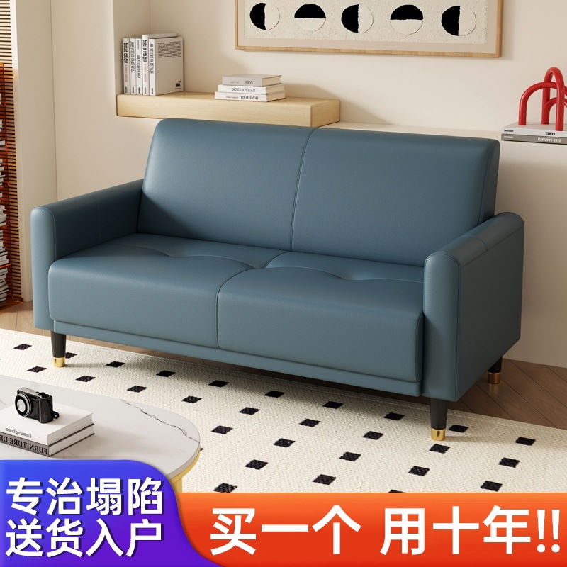 Cat Scratch-Resistant Leather Sofa for Small Living Rooms, Simple Double or Three-Seater Nordic Style for Rental Apartments or Small Clothing Stores