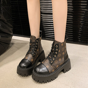 Spring and Autumn New Thick plus size Small Chanel Fashion Simple High-grade All-match Thick High-heeled Martin Boots Short Boots Wholesale