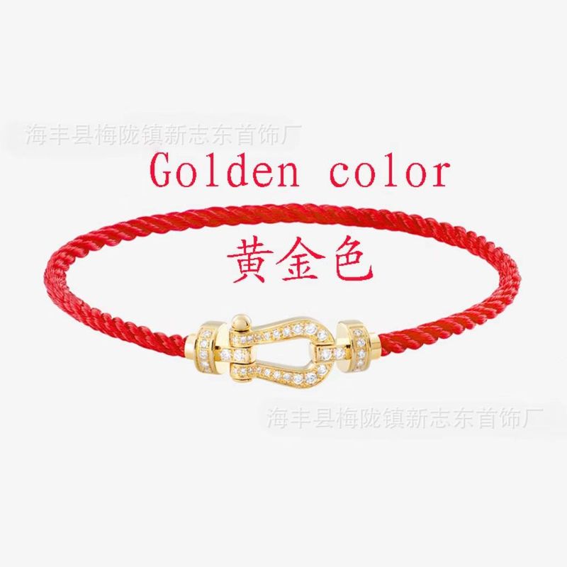 中号马蹄扣费雷德红绳手链情侣款男女本命年转运精工钢丝DIY手绳|undefined
