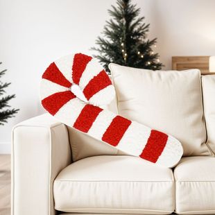Cross-border New Candy Cane Pillow 3D Candy Plush Pillow Pillow Creative Christmas Decorative Candy Pillow
