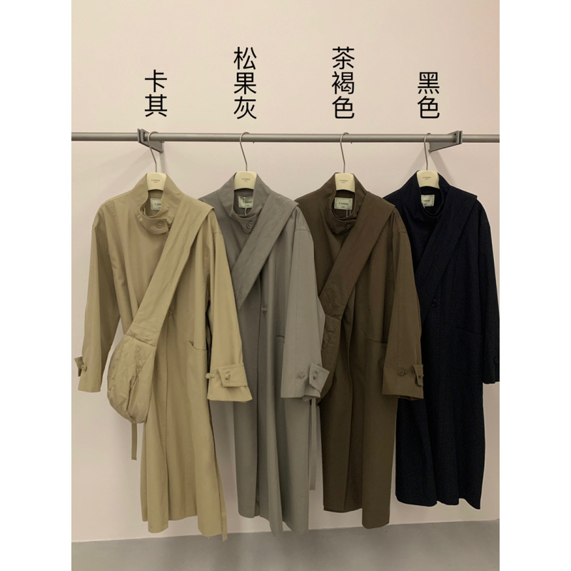 F.THREE三姐妹-计感复古摩登廓形长款外套风衣(配腰带,包包)99063|undefined