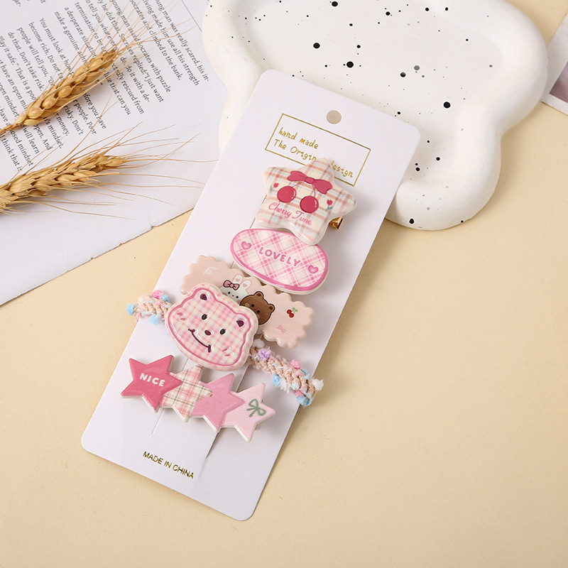 Clips de boca de pato para niños coreanos dulces y lindos cabello de cabello de arco de cuadrilátero clips de cabello de frangeo para el cabello rotos lateral clip