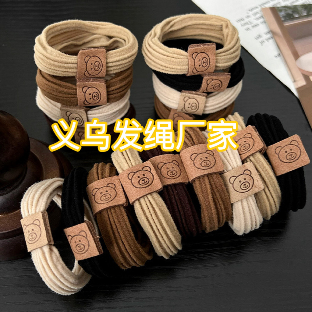 곰 헤어 로프 고무 힘줄 간단한 높은 탄성 헤어 로프 헤어 로프 내구성 수건 반지 다크 브라운 원활한 헤어 로프 헤어 액세서리