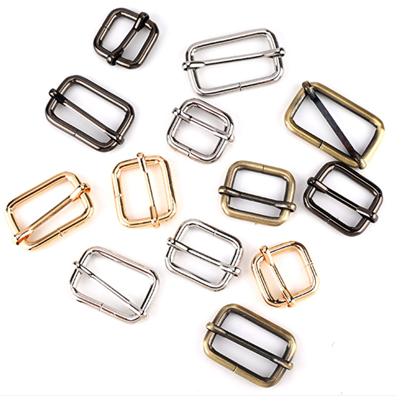 Spot Wholesale Luggage Hardware Accessories Metal Japanese Buckle Iron Wire Pull Center Buckle Bag Shoulder Strap Three-Speed Adjustment Buckle