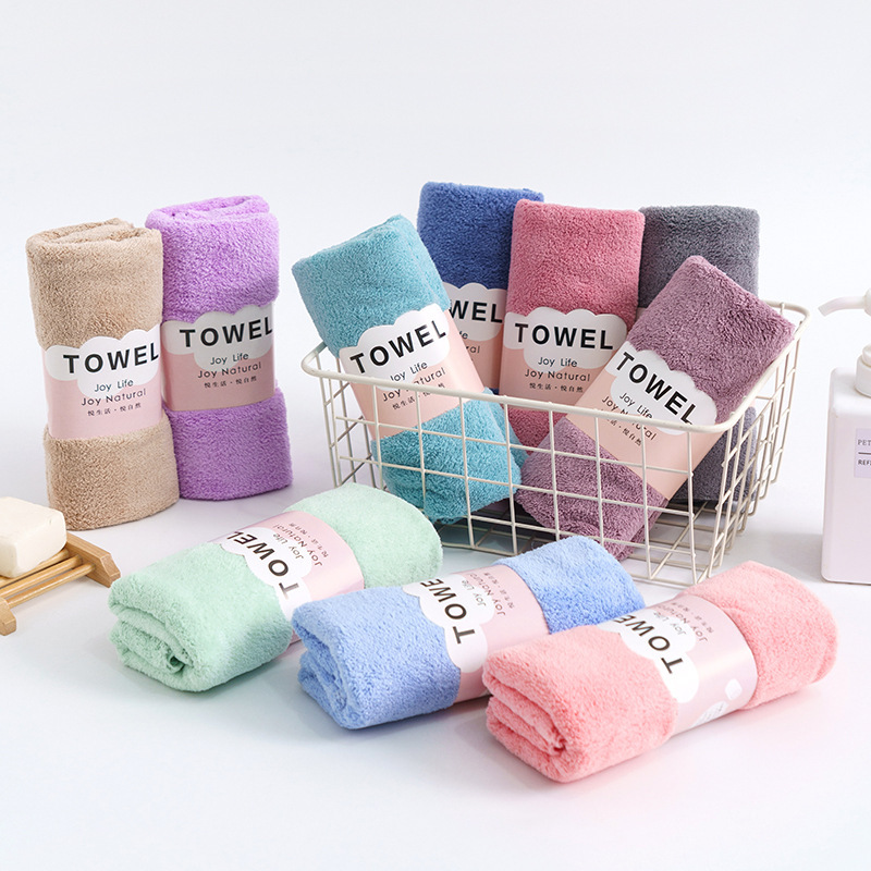 Spot Wholesale Soft and Comfortable Absorbent Towel Coral Velvet Cut Edge Towel Home Cleansing Towel Adult Towel