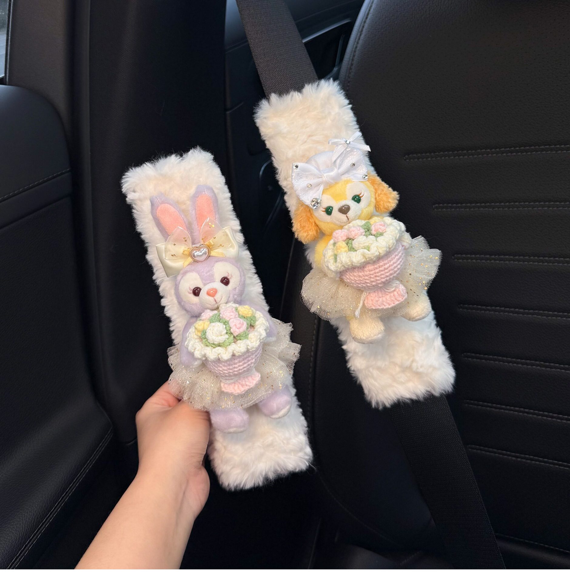 Cute Car Seatbelt Shoulder Pads for Women, Anti-Wear Clothing for a Couple, Featuring Linabell and Stellalou