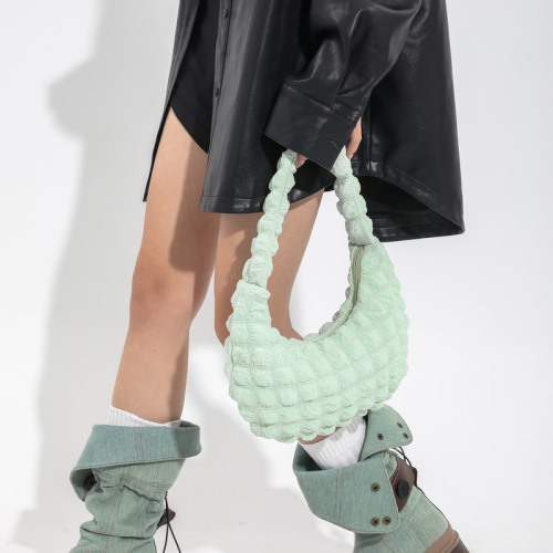 Early Autumn New Fashion Handbag Shoulder Underarm Bubble Check Bag Women's Bag Supports Large Volume Wholesale and Mixed Batch