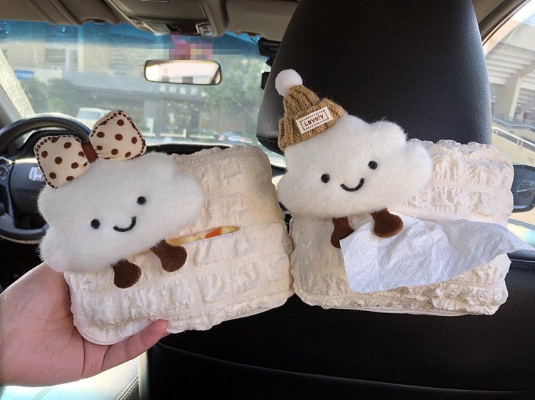 2026 New Model Car Tissue Box, Plush Hanging Type, Universal, Car Interior Accessories, Wholesale from Manufacturer, Cross-Border Dropshipping
