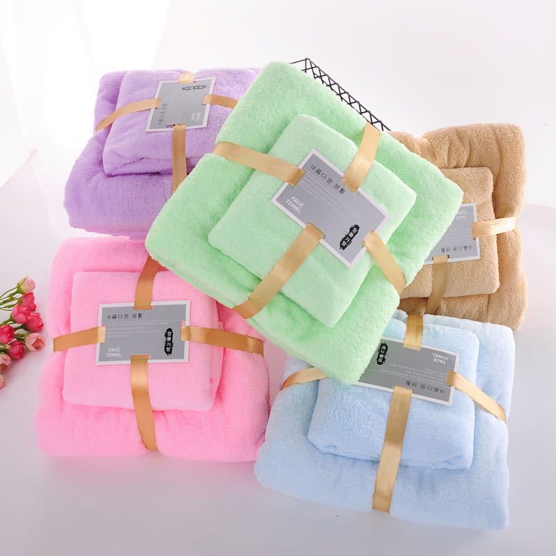 Coral fleece letter bath towel towel set...