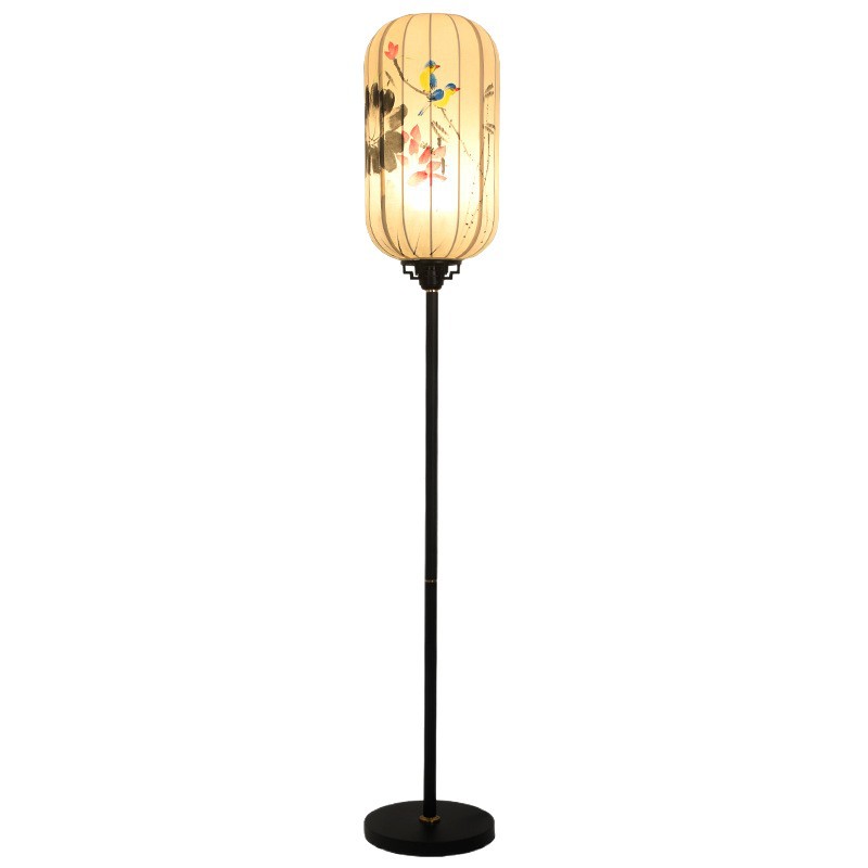 Lámpara de Pie Estilo Neochino 194L de Tela y Hierro para Sala de Estar y Dormitorio image 5