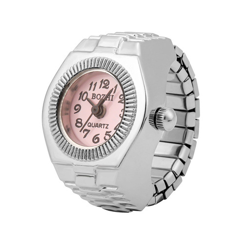 Eurasian fashion punk watch ring, niche couple finger watch mini clock retro creative elastic ring