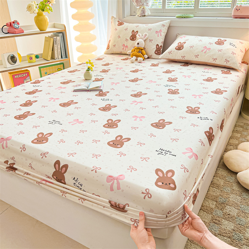 2025 primavera y verano nuevo producto sábana de algodón juego de tres piezas para estudiantes con funda de algodón estampada para adultos