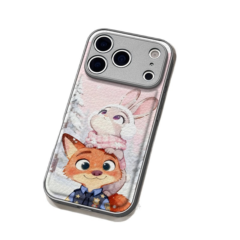 Fox Snowflake para Apple 17pro caso de teléfono iPhone 16pm estampado de cuero 15 personalidad 14plus anti-caída 1