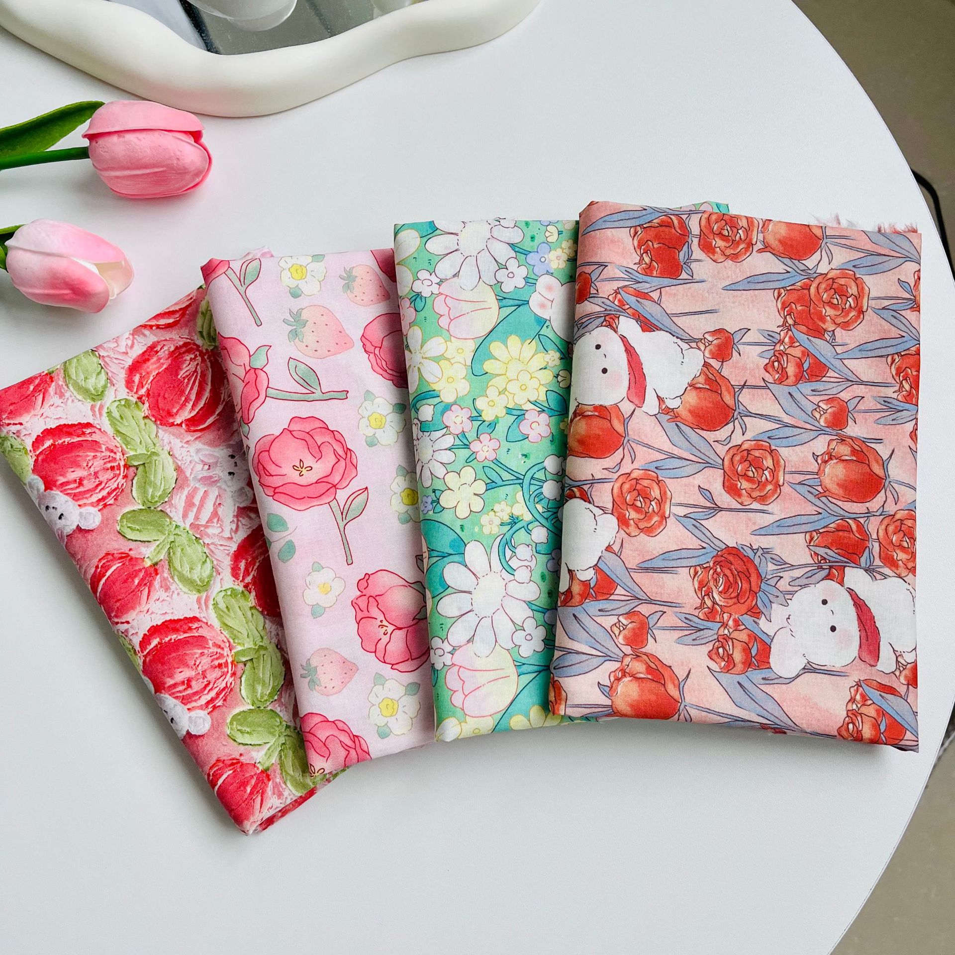 全棉60支数码印花布料箱包家居服连衣裙衬衣面料法式衬衫风格春夏