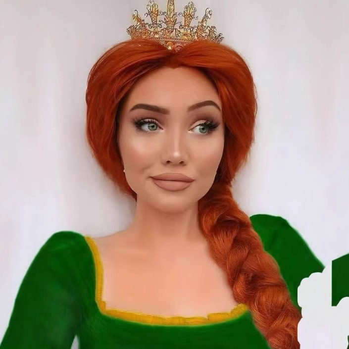 Orange Braid Fiona Wig Shrek Fiona Cos Wig Female Cross-Border Wig Fluffy 2025