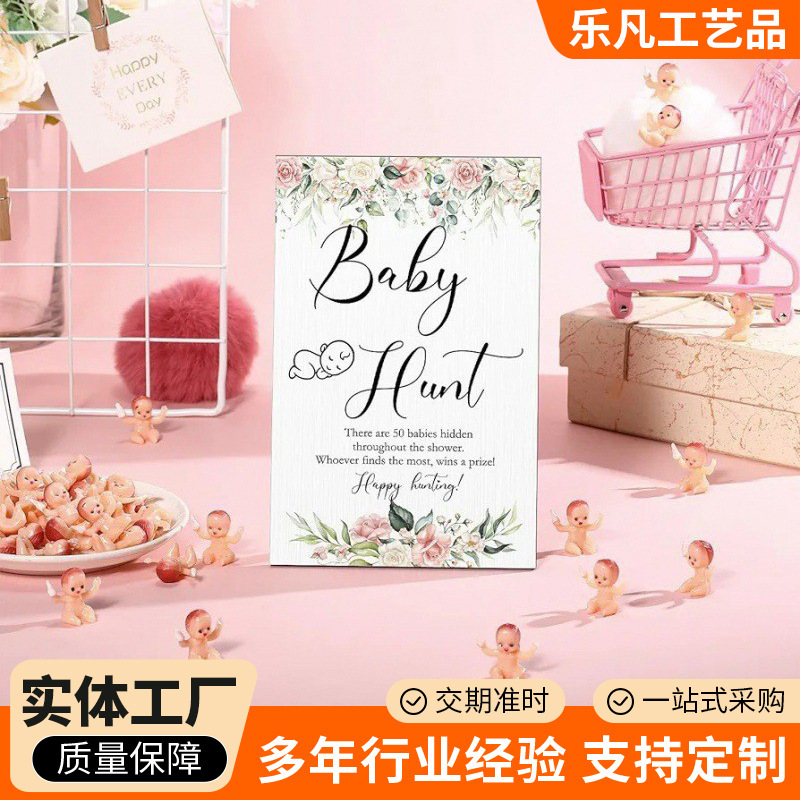 Manufacturer Wooden Photo Frame Baby Shower Baptism Party Game Sign Kit Decoration Gender Reveal Party Decoration