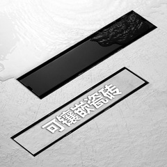 Black stainless steel floor drain high-flow rectangular invisible floor drain toilet floor drain odor prevention tile-mounted floor drain
