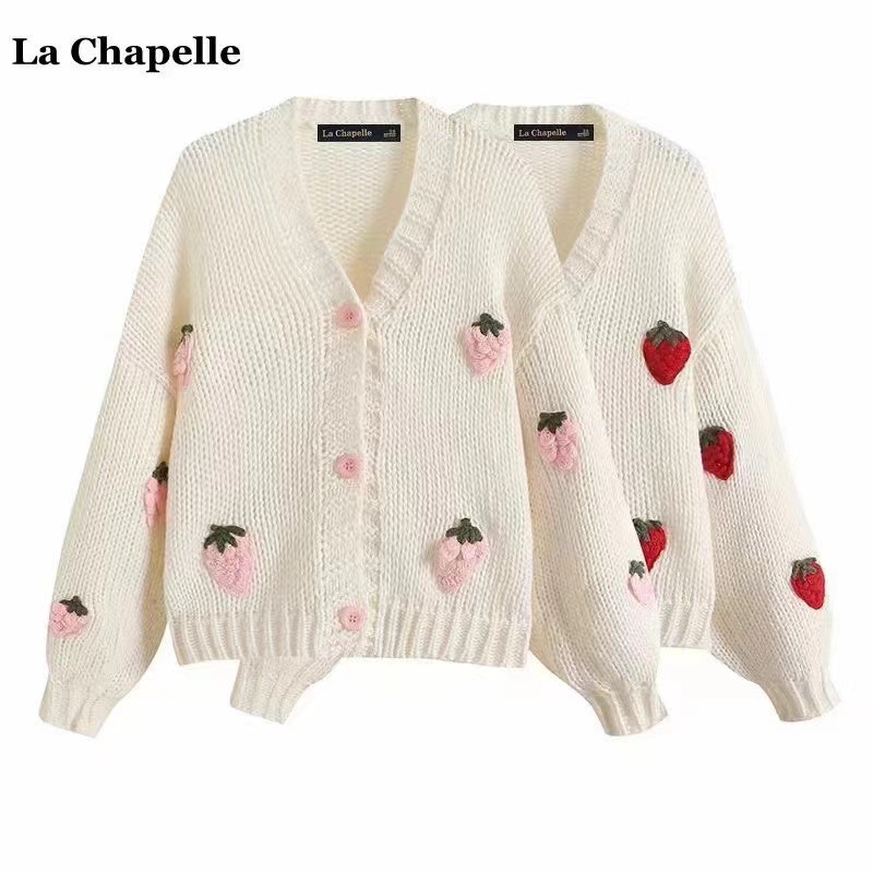 韩版秋冬小香风手工花朵开衫毛衣短款粗棒针复古针织衫外套女均码