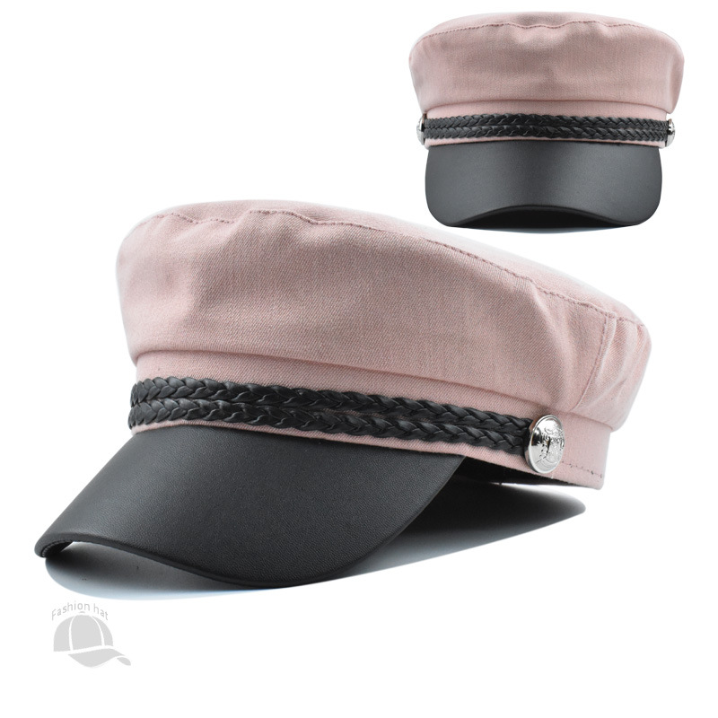 Frau Vintage-stil Einfacher Stil Einfarbig Gebogene Traufen Militärischer Hut display picture 4
