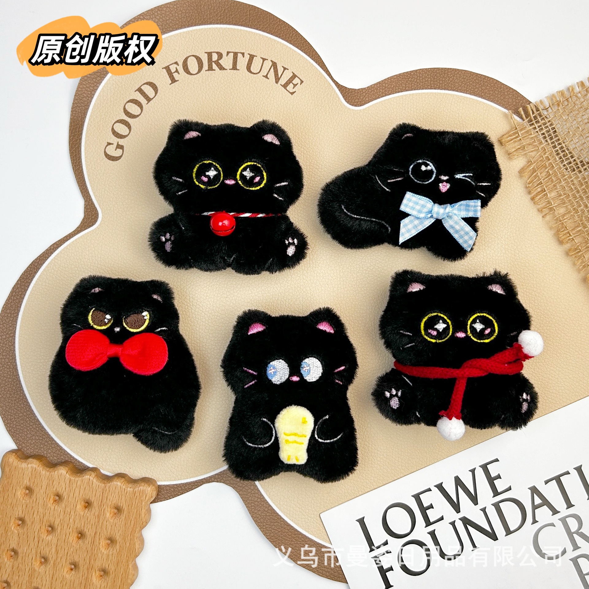 曼姿原创黑猫系列吱吱叫挂件超萌小黑煤球猫咪胸针发饰服饰辅料批