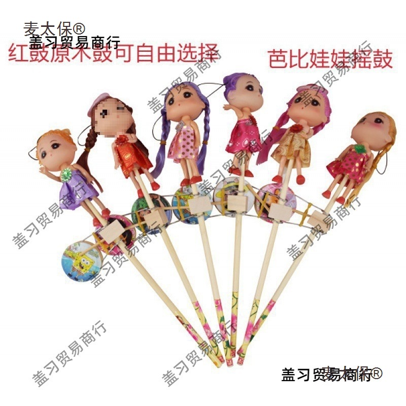 地摊木头人开心木质鼓玩具摇摇庙会手摇木偶鼓麦太保