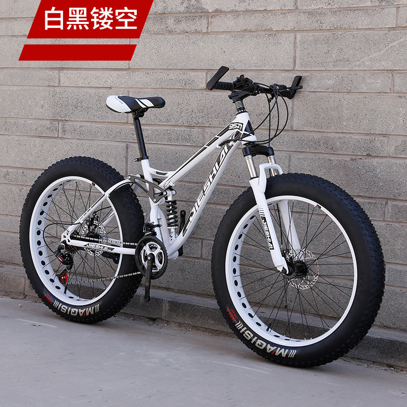 Bicicleta de montaña de doble absorción de impactos, moto de nieve de velocidad variable todoterreno, neumático grande 4.0, bicicleta, hombres y mujeres, playa, estudiantes ligeros