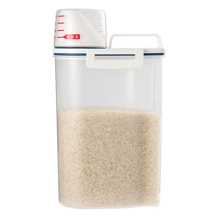 Japanese Rice Jar Rice Bucket Plastic Kitchen Sealed Jar Storage Jar Transparent Grain Storage Box Rice Box Rice Noodles