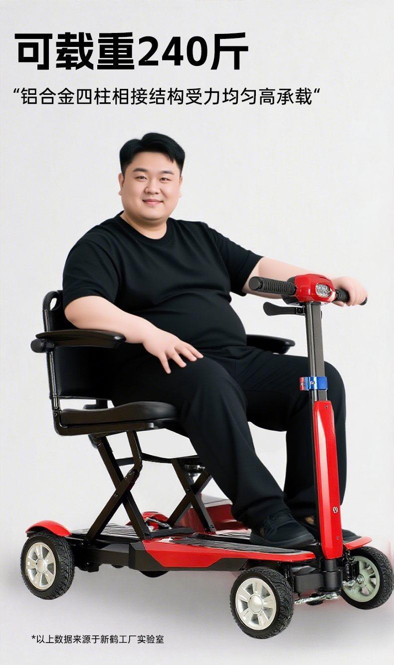 Outdoor Electric Mobility Scooter for the Elderly, Lightweight Foldable Portable Four-Wheel Electric Vehicle Suitable for Home Use and Can Be Taken on Airplanes