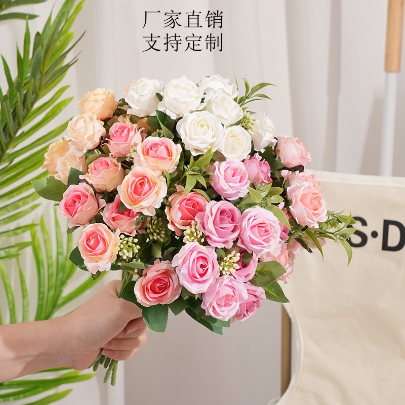 韩式清新小香妃玫瑰仿真花婚礼婚庆家居装饰客厅摆放拍照道具手捧