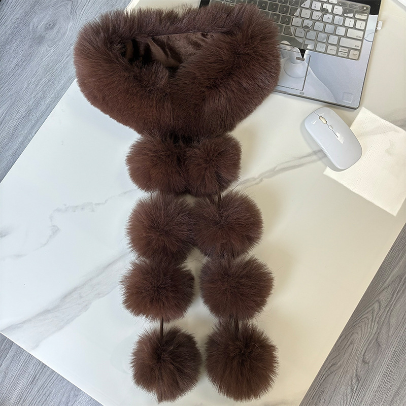 新しい磁気模造キツネ多用途スカーフ女性のための秋と冬の韓国スタイルのライト高級ショールぬいぐるみ毛皮のボール気質かわいいスカーフ|undefined