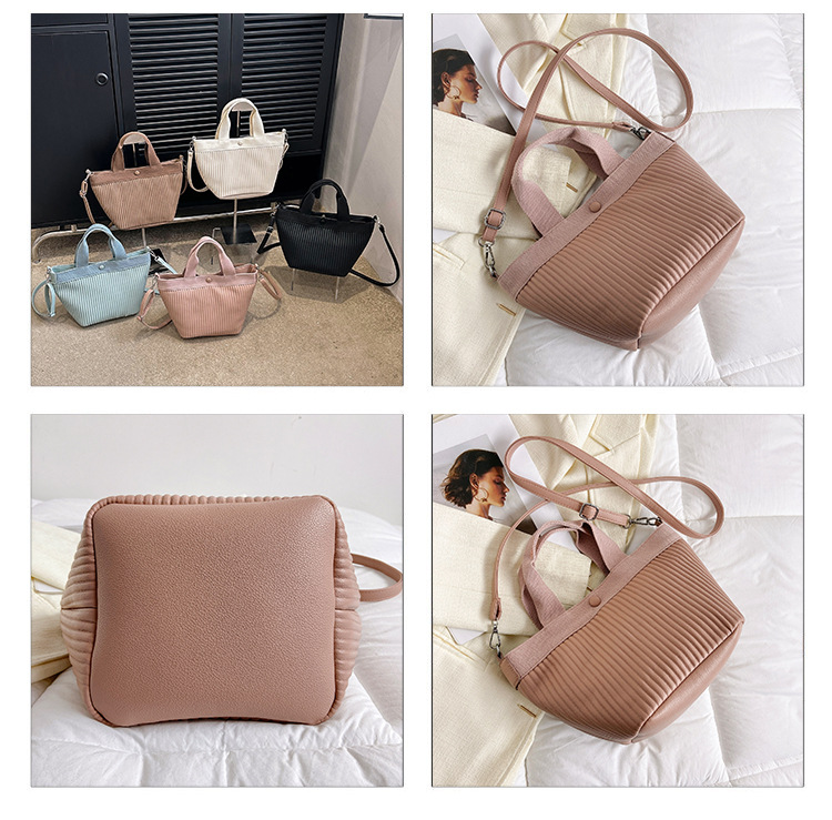 Women's Medium Pu Leather Solid Color Basic Classic Style Zipper Bucket Bag display picture 2