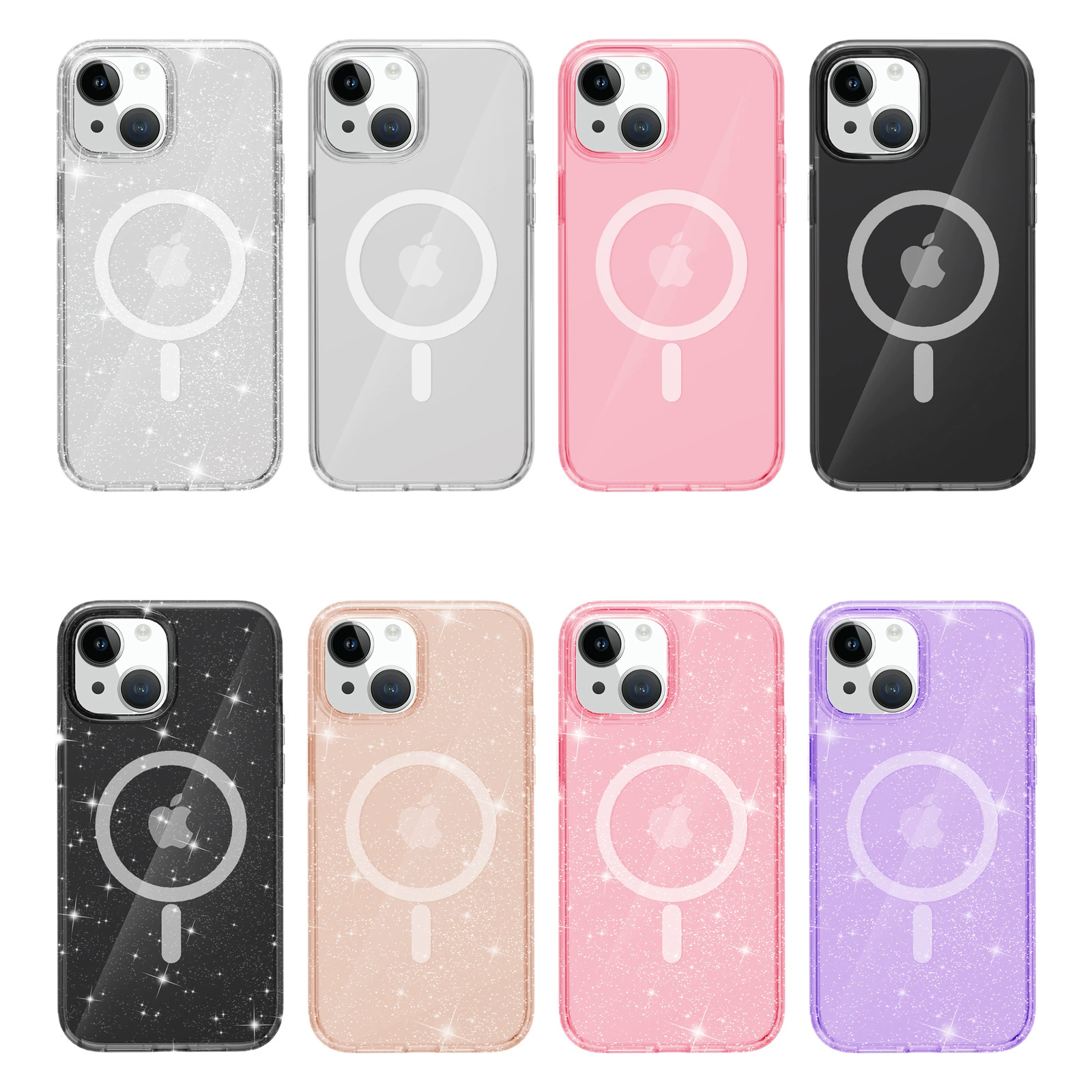 Чехол для телефона (Apple) iPhone 11–17 совместимый, прозрачный блеск, магнитный и защита от падения