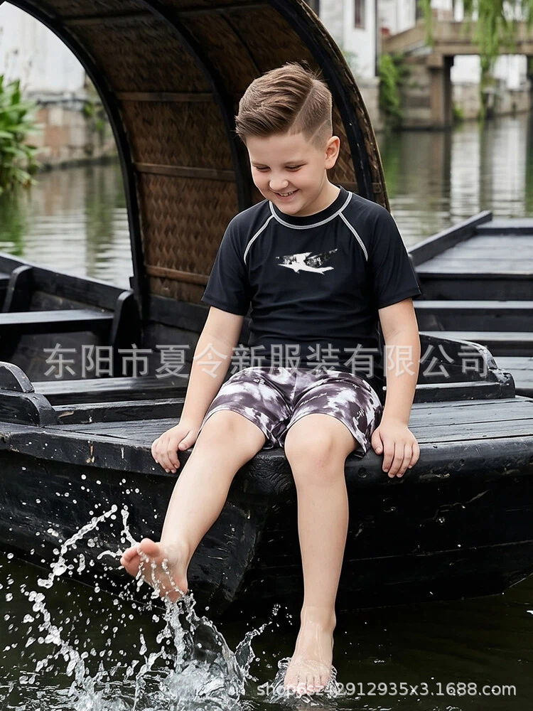 Trajes de baño para niños, nuevos niños, nuevos hombres, alta elasticidad, protección solar, secado rápido, estudiantes de natación profesional
