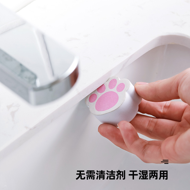 Dibujos animados creativo gato garra espejo limpieza grifo esponja baño espejo limpieza cepillo vidrio raspado vidrio artefacto