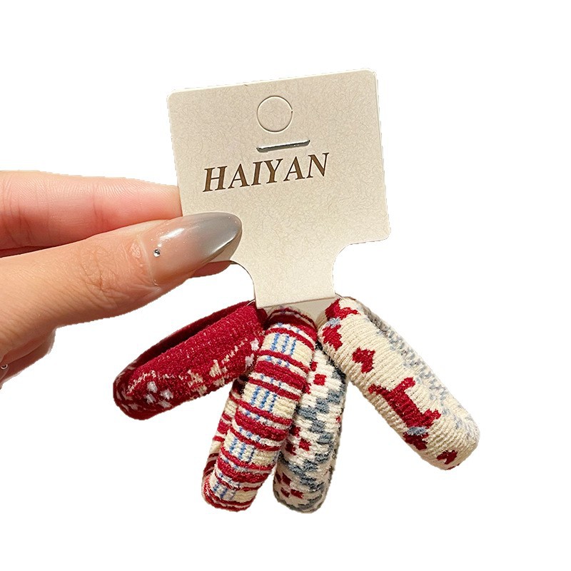 Nuevo estilo coreano cuadrado color contraste amor perrito anillo de pelo dulce lindo cabeza cuerda de goma alta decoración de cola de caballo joyas de pelo para mujeres