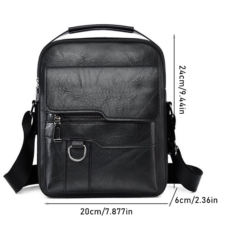 Personalized Custom Laser Men's Shoulder Business Casual Vertical Crossbody Bag Fashionable PU Leather Handbag For Men_voghion.com