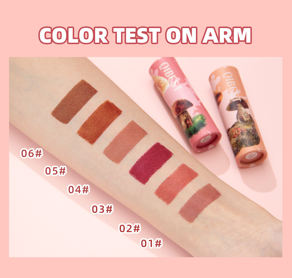 QIBEST Moisturizing matte new Color Lipstick has a velvety misty texture that is not easy to fade and lasts long. It is a cross-border nude color lipstick undefined