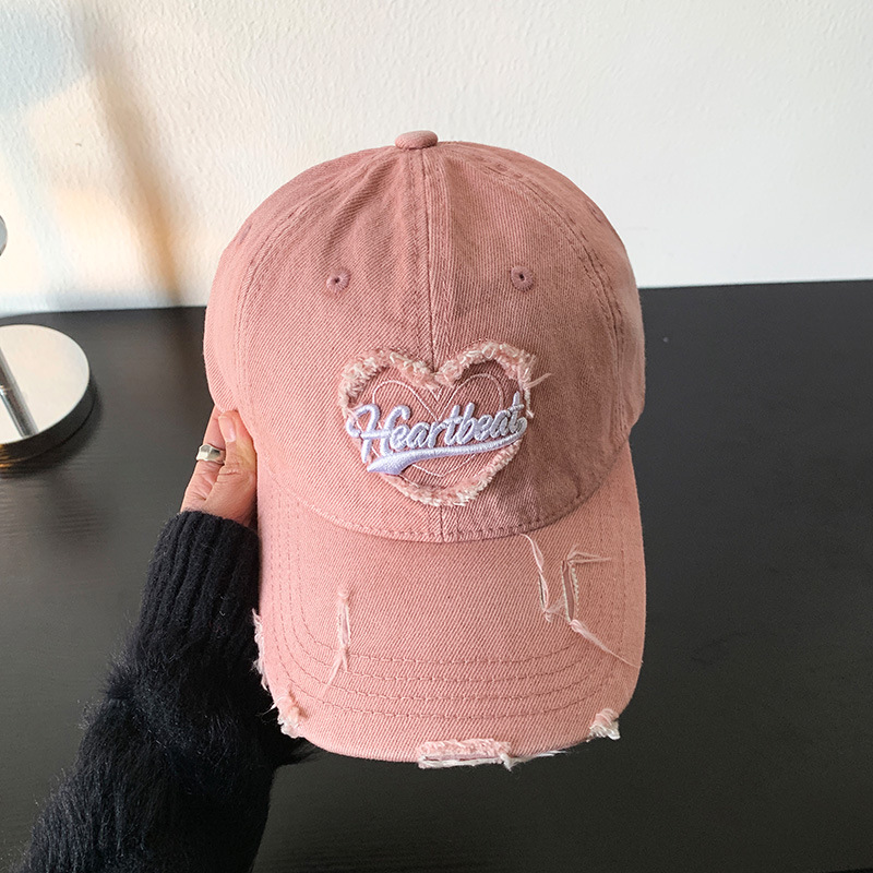 Amor lavado con agua gorra de béisbol de vaqueros mujer retro agujero viejo gorro ancho gorro gorra gor