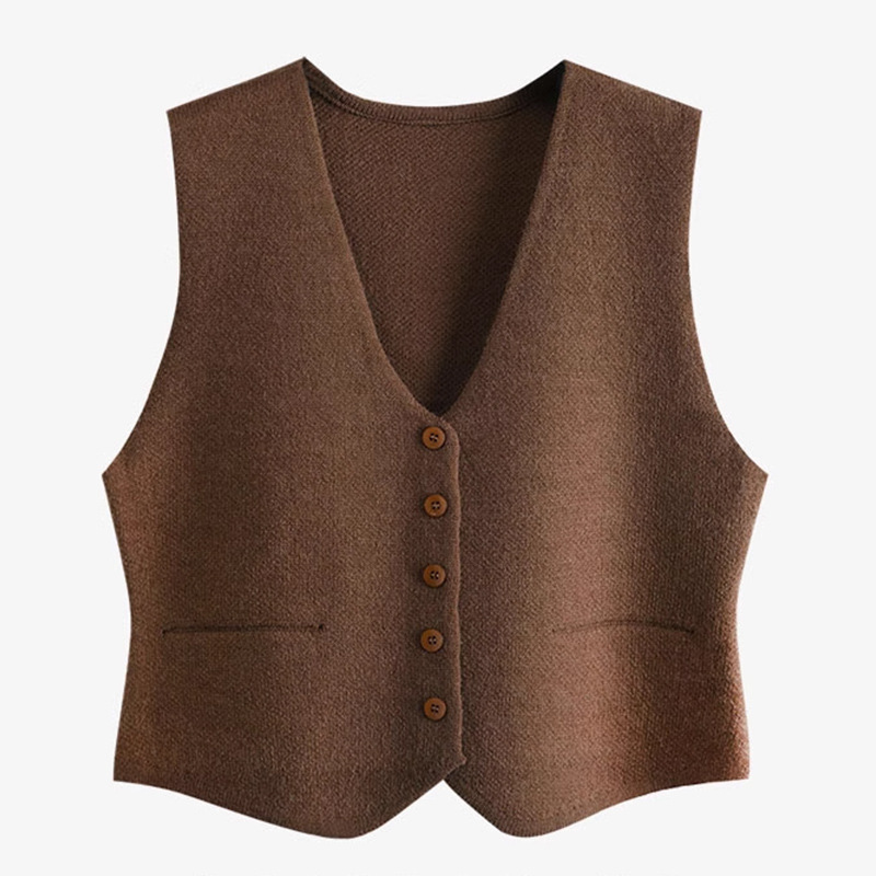 Suit Sweater Knitted Vest for Women, Spring and Autumn, V-Neck, Single-Breasted, Inner Cardigan, Simple, Commuter Style, Short Style Suit Sweater Knitted Vest for Women, Spring and Autumn, V-Neck, Single-Breasted, Inner Cardigan, Simple, Commuter Style, Short Style