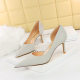 3226-A1 European and American Style Sexy Nightclub Skinny Dark Pattern Zebra Pattern Thin Heel High Heel Shallow Mouth Side Hollow Women's Single Shoes