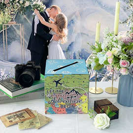 现货创意婚礼卡片盒纸质旅行风地图款时尚可爱小清新派对工厂直发