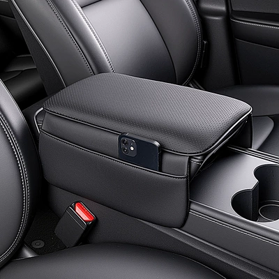 Armrest Box Pad, Car Center Console Box with Opening and Closing Cover, Armrest Heightening Pad, Car Storage Bag, High-End Luxury New Product (Armrest box) - original-car-armrest-box-both-top-and-bottom-opening-covers-use-688-classic-black-quantity-1